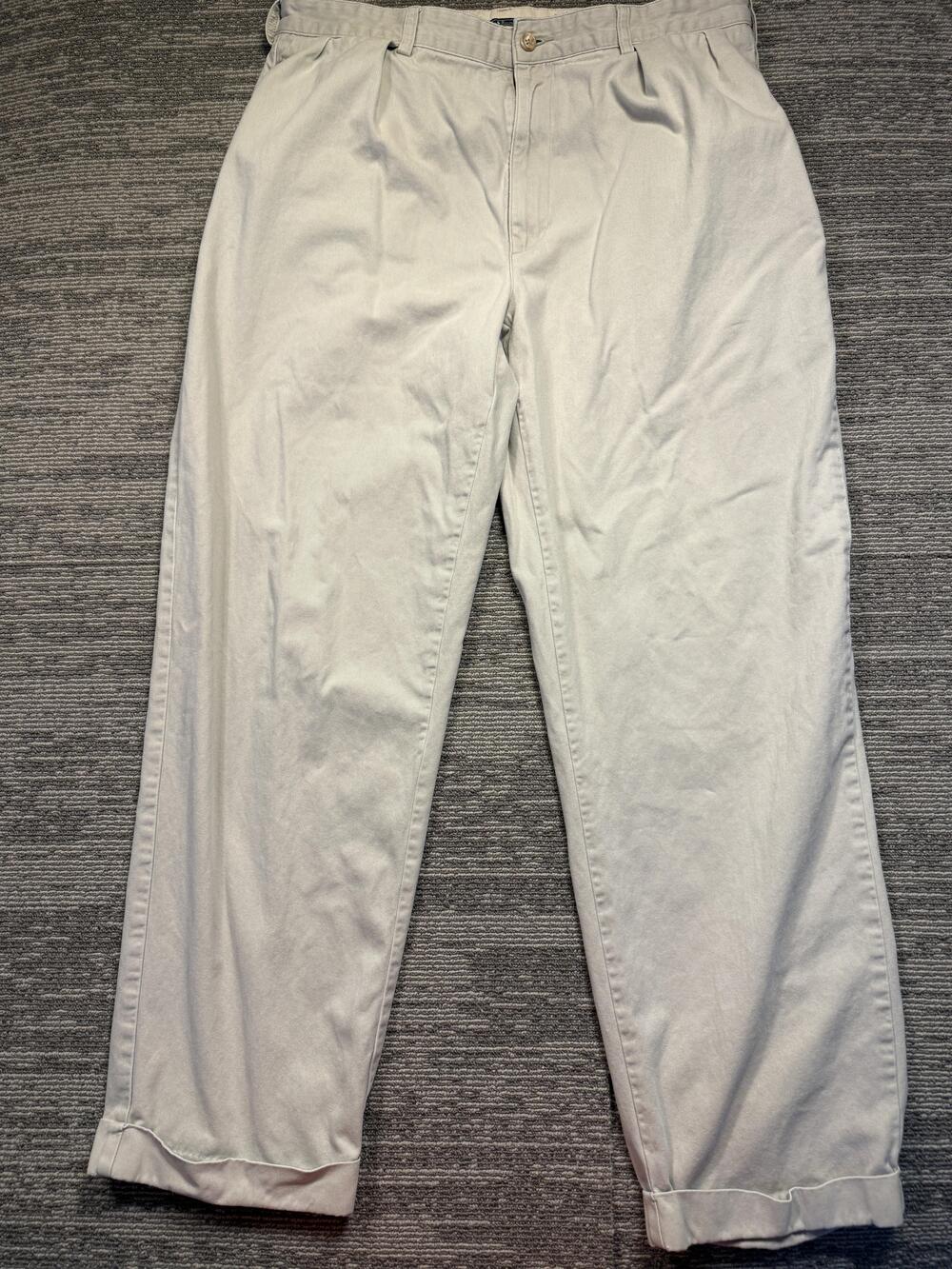Polo Ralph Lauren Pants Mens 38x32 Beige Pleated Chino Relaxed Straight Leg